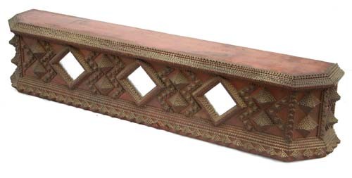 fabulous antique Tramp Art fireplace mantle in exce: fabulous antique Tramp Art fireplace mantle in excellent condition 49" long x 11" tall