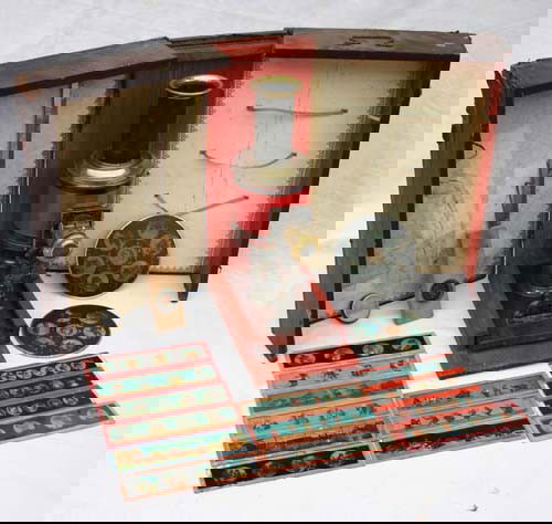 antique Magic Lantern in box w slides: antique Magic Lantern in box w slides