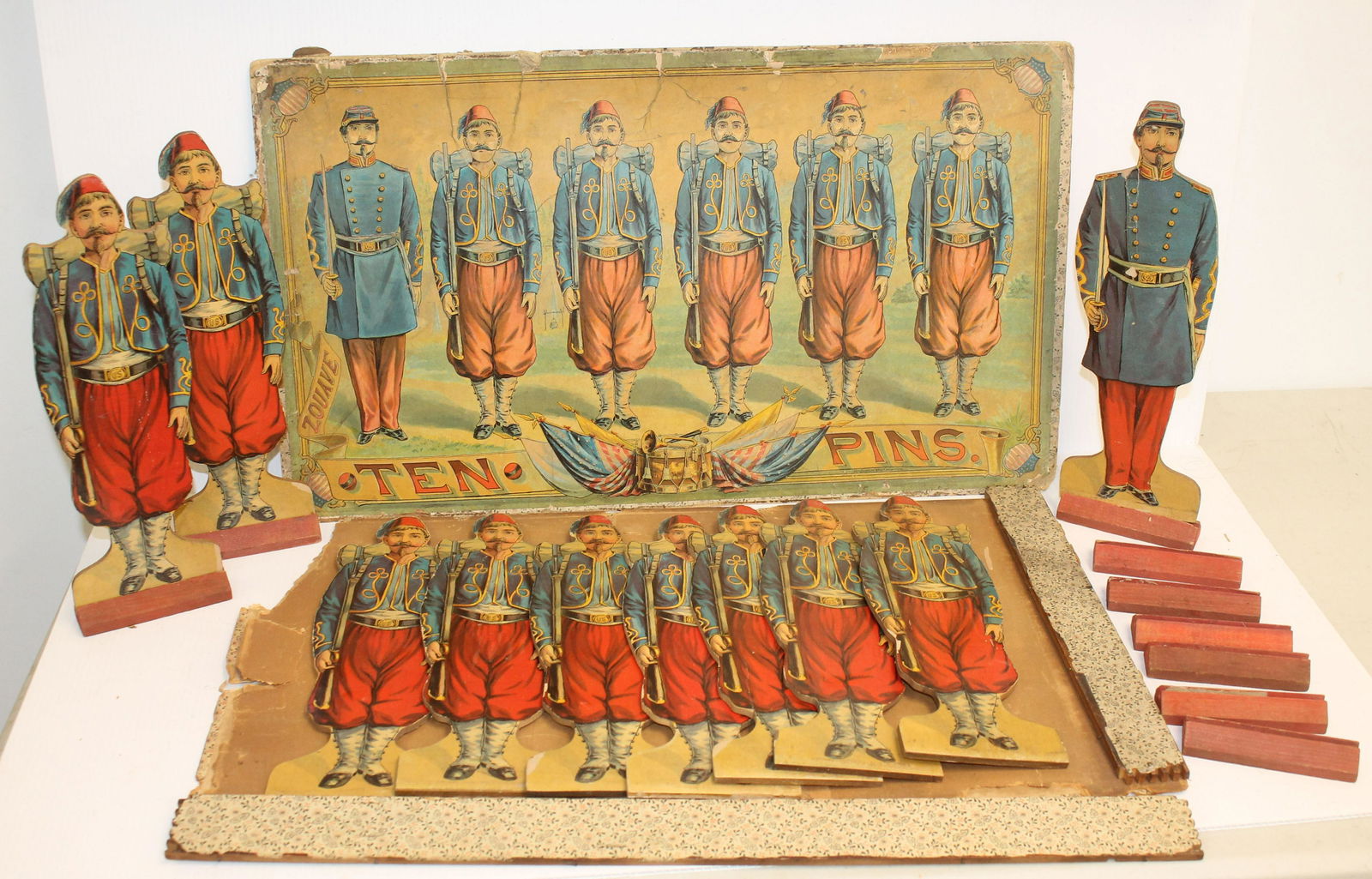 Antique McLoughlin Bros "Ten Pins" game in orig box (1 of 13)