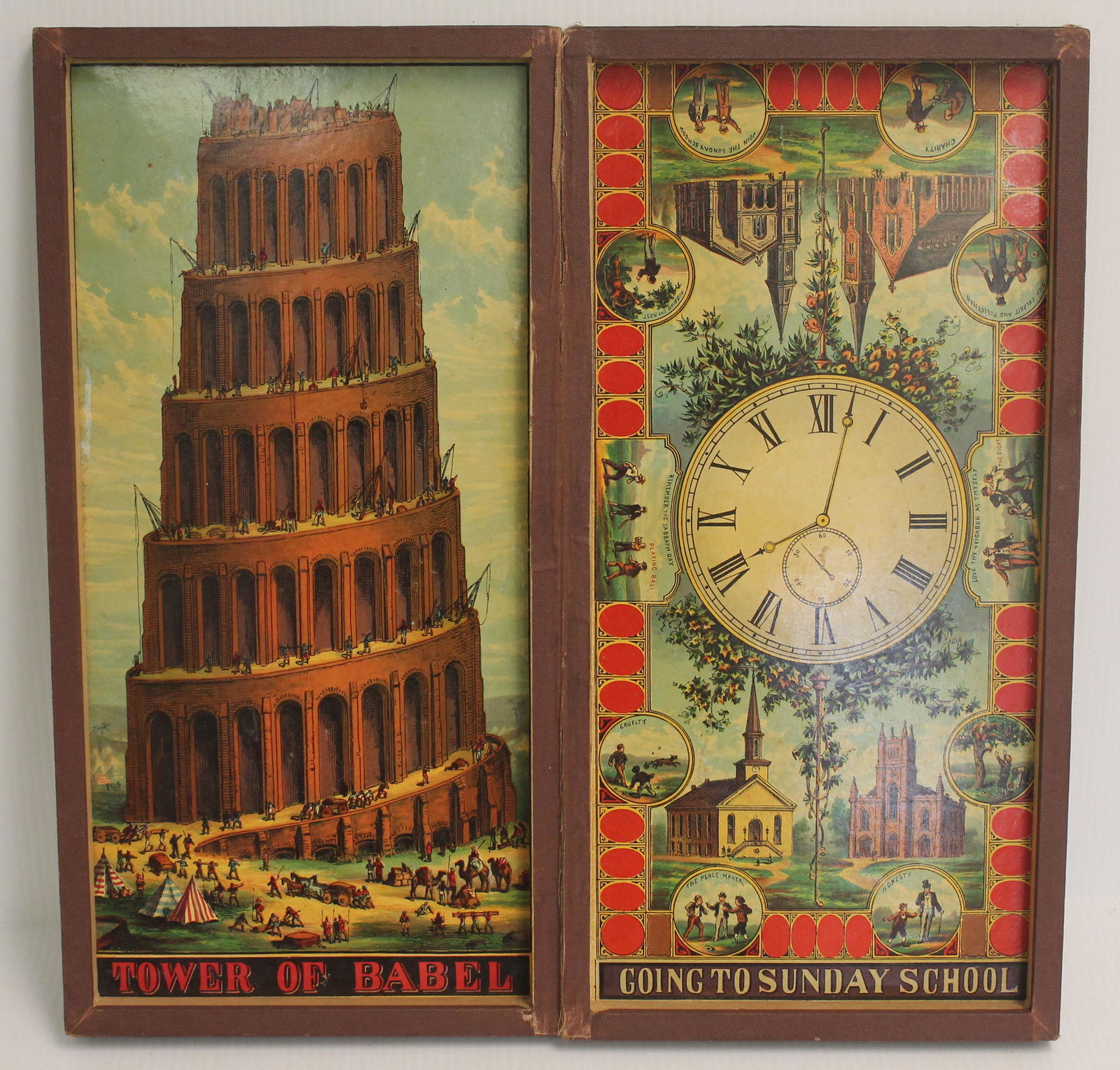 2 antique folding game boards w nice graphics (1 of 10)
