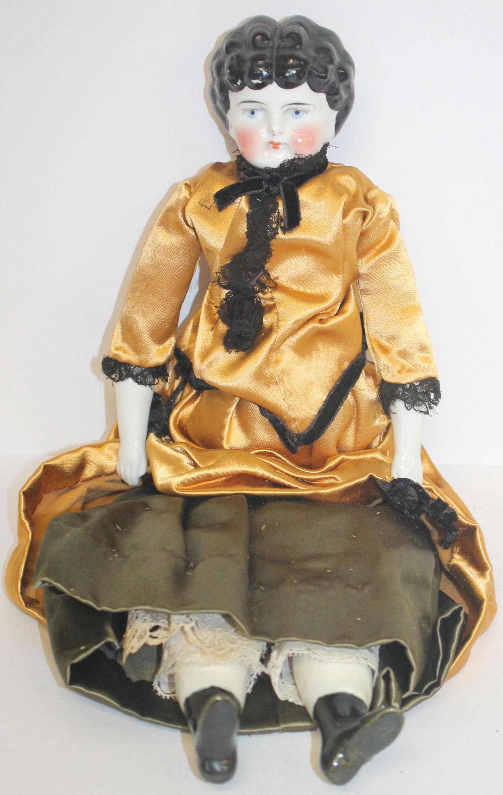 ca 1890's lg German china head doll w china limbs in (1 of 6)
