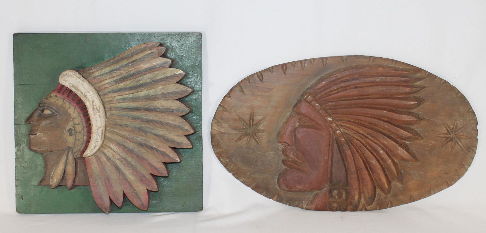 2 Native American motif carved wooden painted wall (1 of 7)