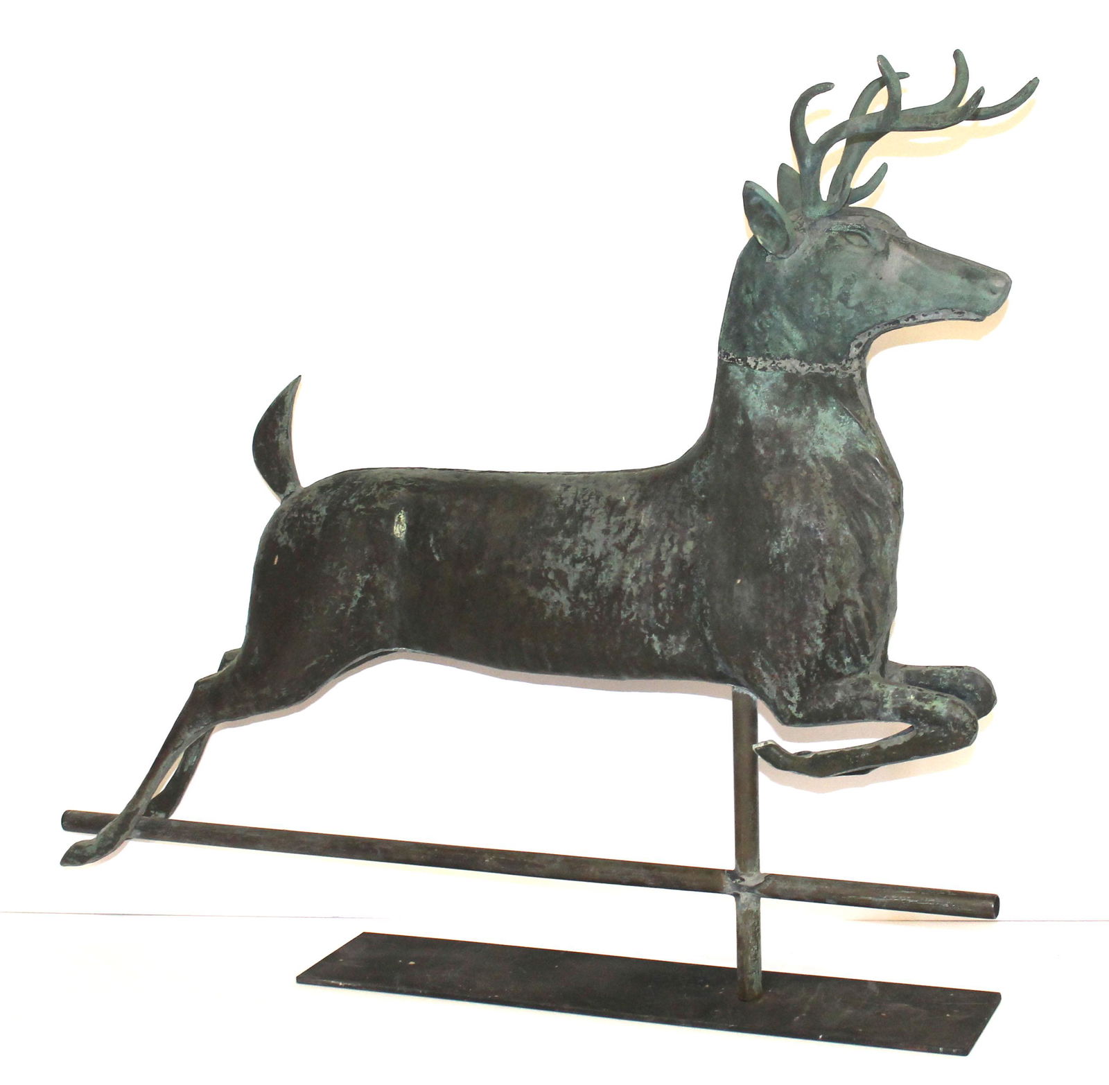 Great full-bodied copper leaping stag weathervane w (1 of 8)