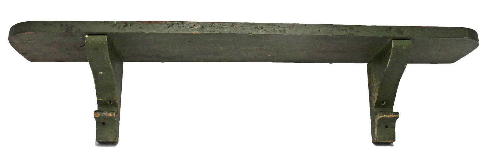 Antique wooden painted clock shelf in green paint - 41" (1 of 5)