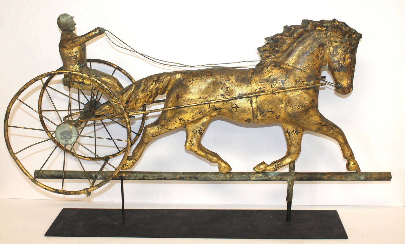 Nice copper horse & sulky w rider weathervane - 31" (1 of 9)
