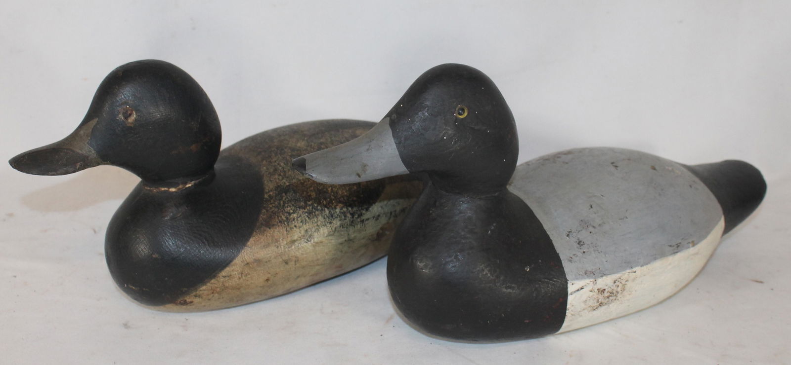 2 carved wooden & painted duck decoys - 15" long (1 of 6)