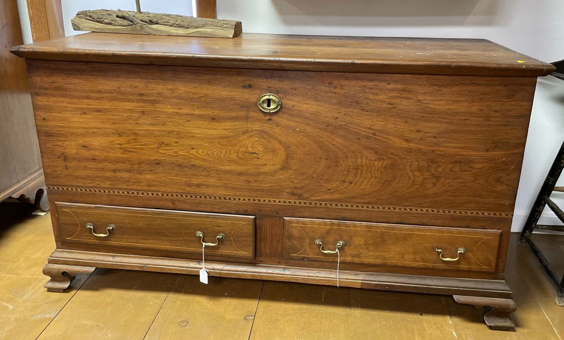 Early PA 2 dr blanket chest w inlaid dec - 28 1/2" tall (1 of 2)