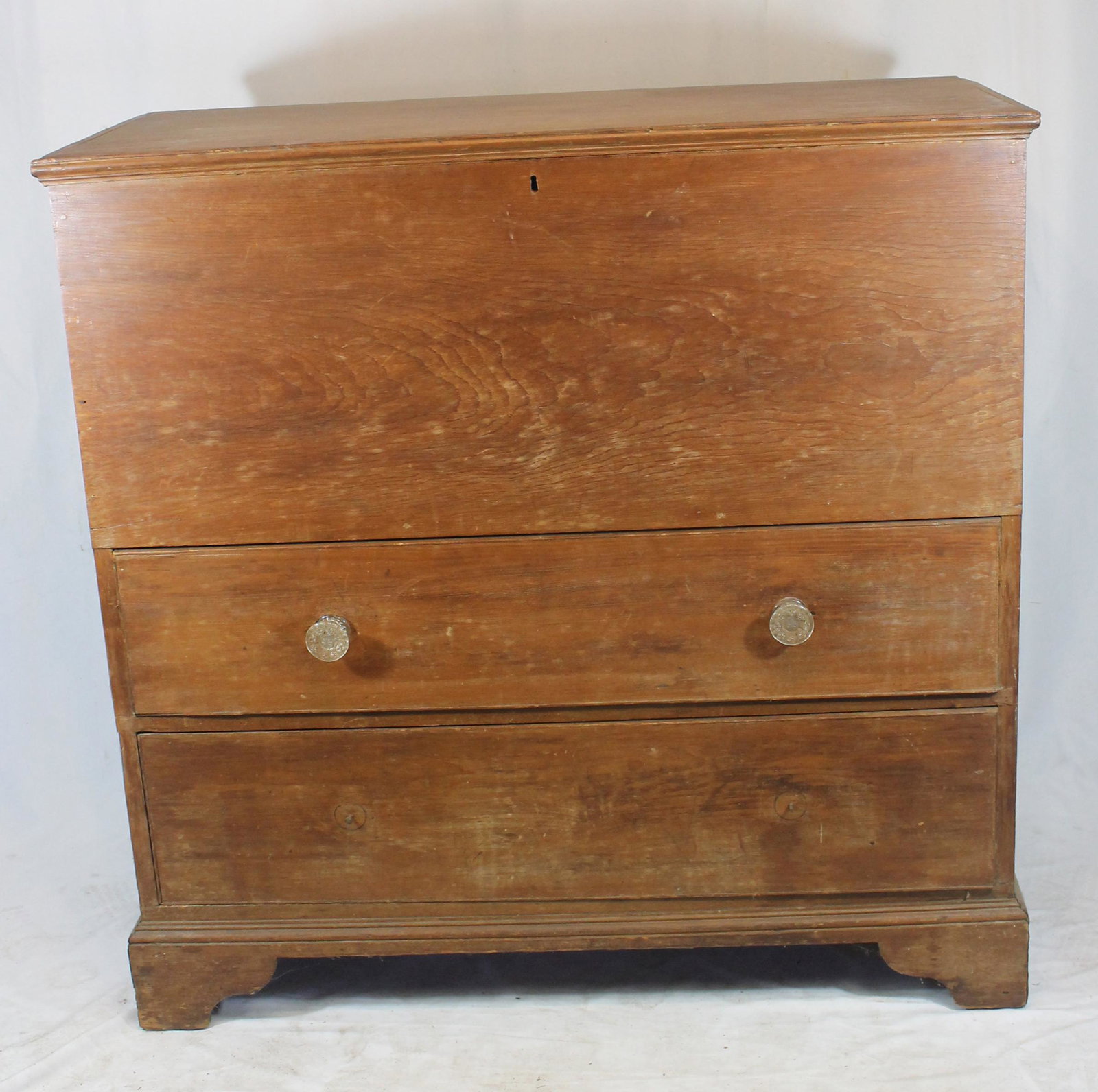 19thC 2 dr blanket chest - - 44" tall x 44 1/2" wide x: 19thC 2 dr blanket chest - - 44" tall x 44 1/2" wide x 19 1/2" deep
