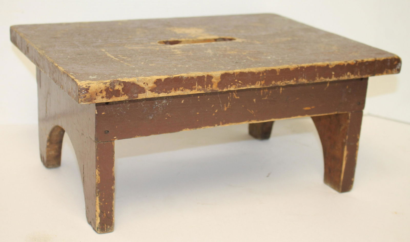 Antique red painted foot stool - 16" wide x 12" deep x (1 of 4)