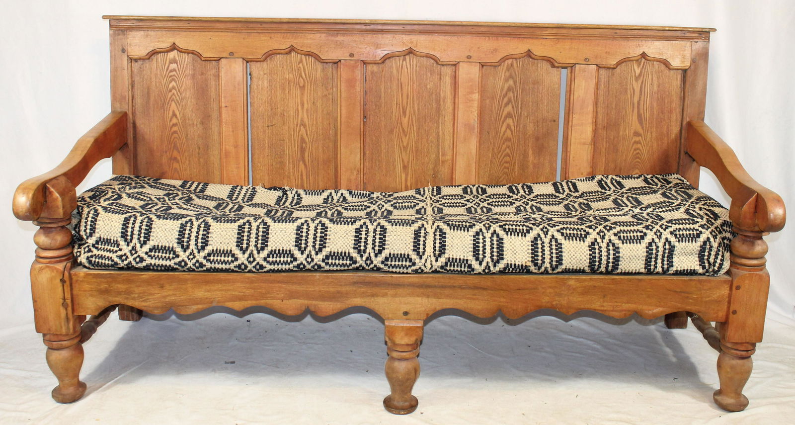 18thC New England maple & ash sofa in red wash (1 of 16)