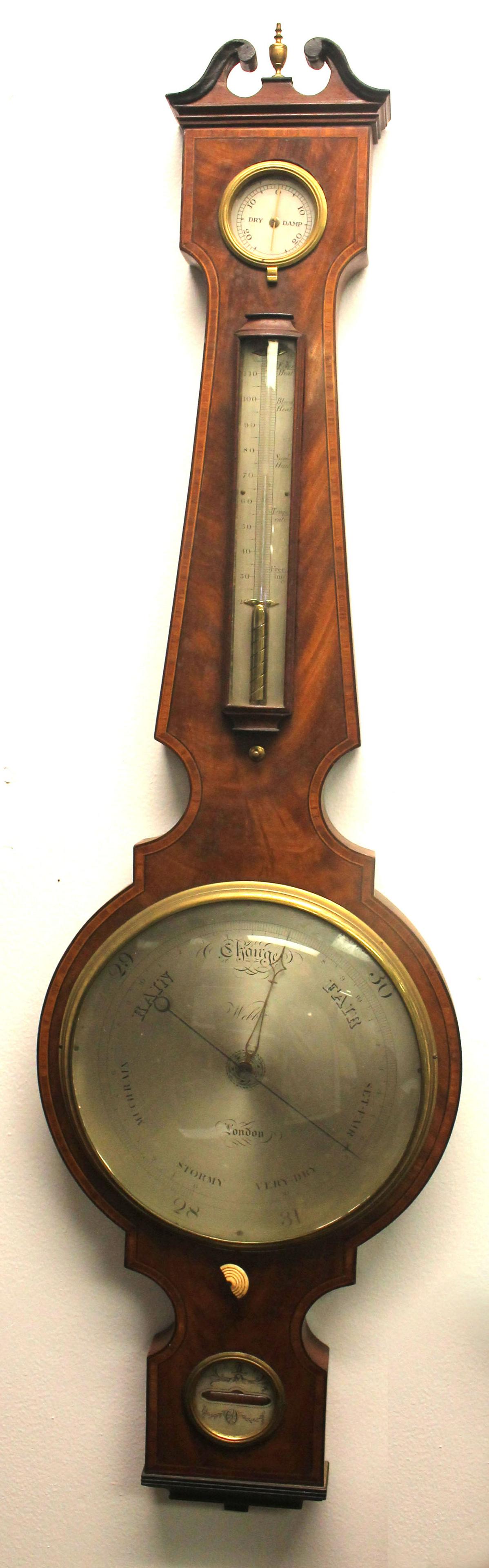 Antique mahogany barometer - approx 44" tall (1 of 5)