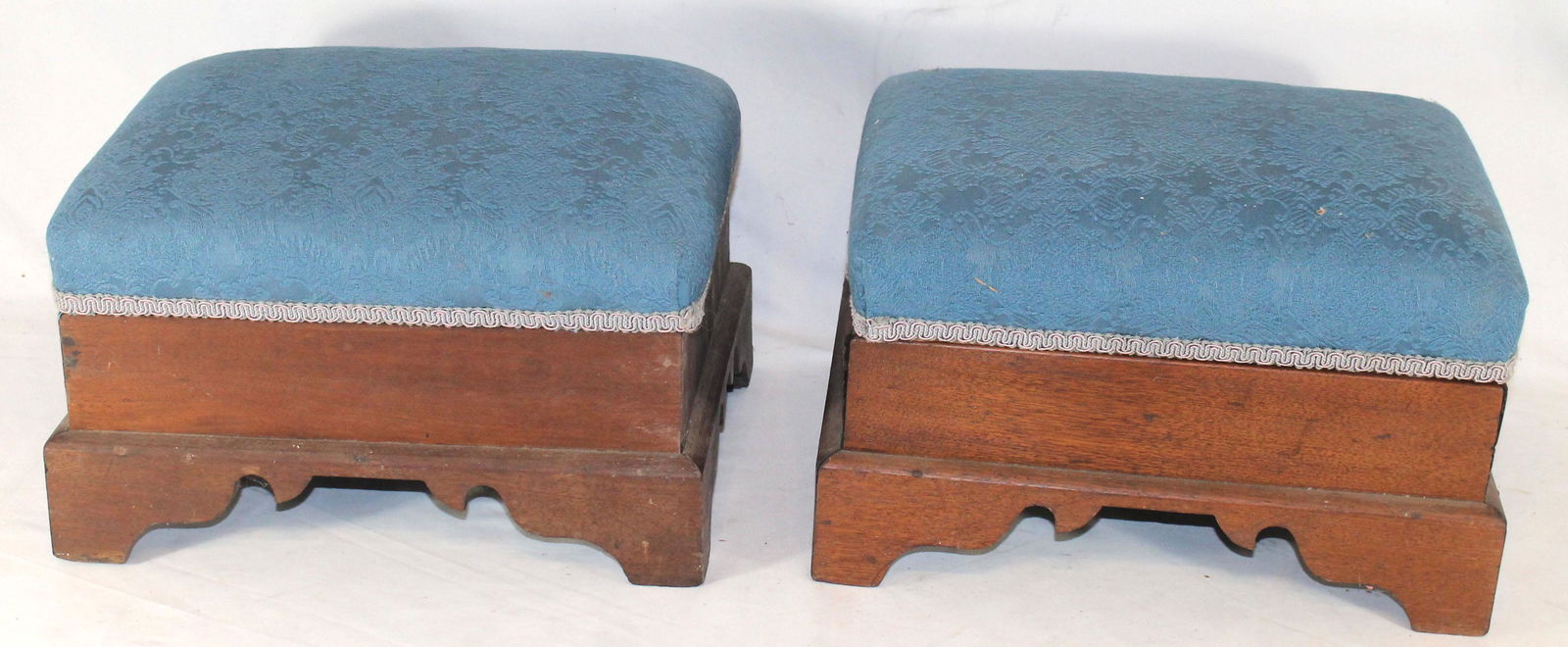 pr of blue upholstered foot stools - 13 3/4" x 10 1/2" (1 of 6)