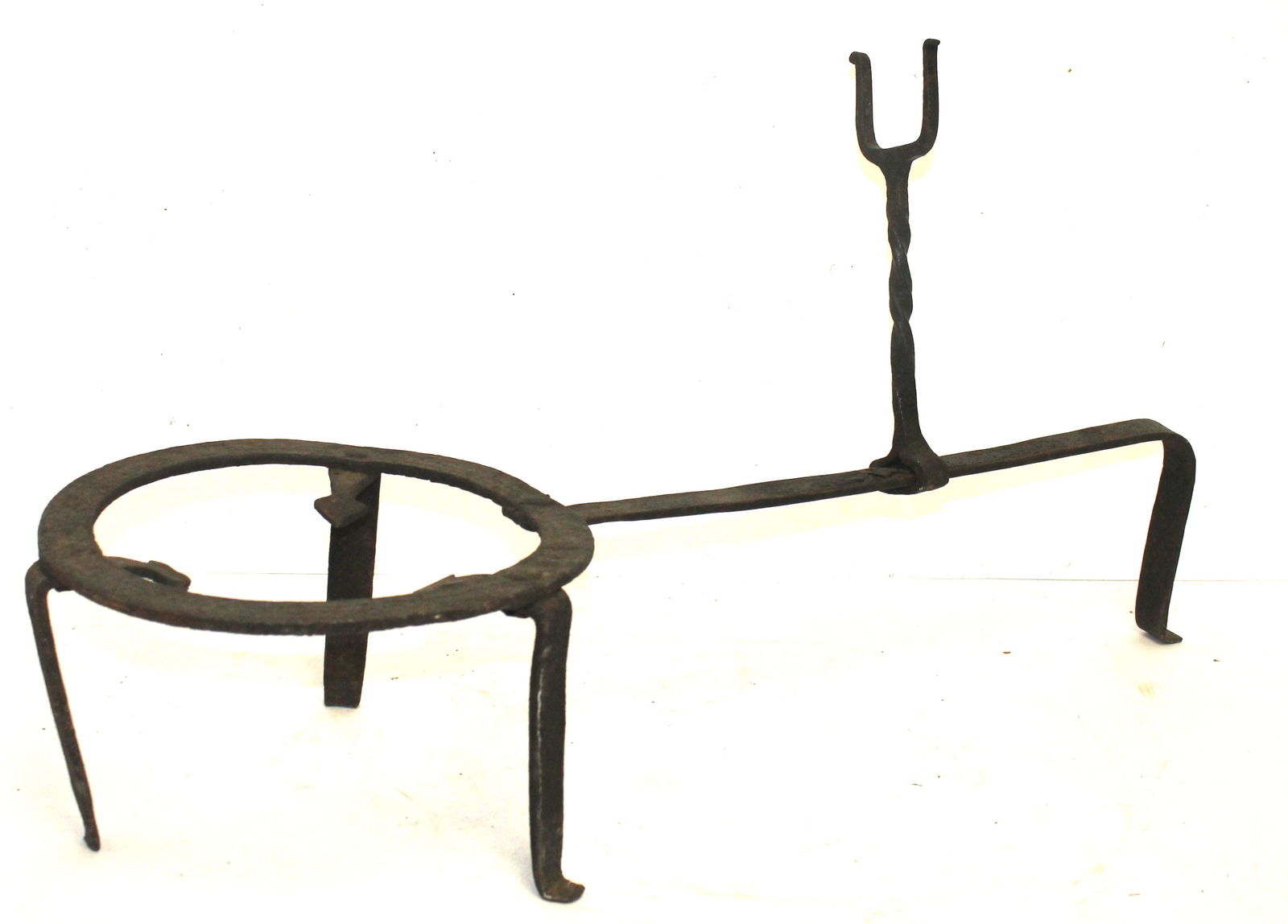 Early hand wrought iron trivet w handle stand - 28" (1 of 4)