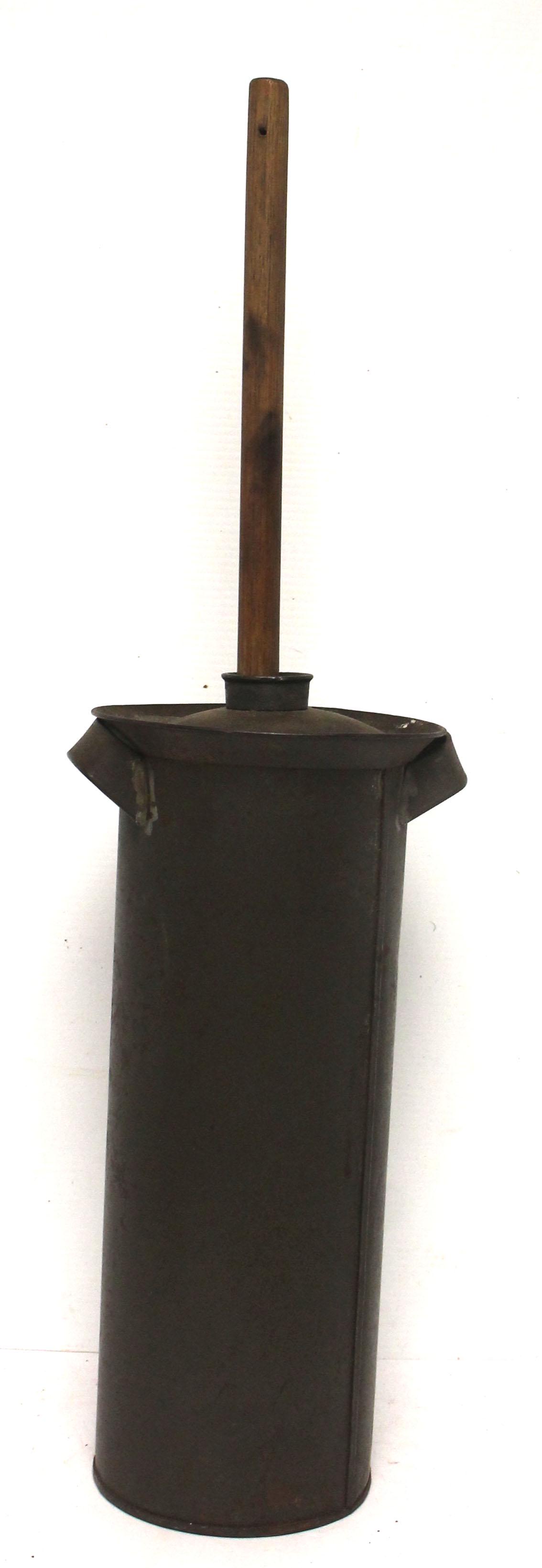 tin butter churn w wooden dasher - 16 1/2" to top of (1 of 6)