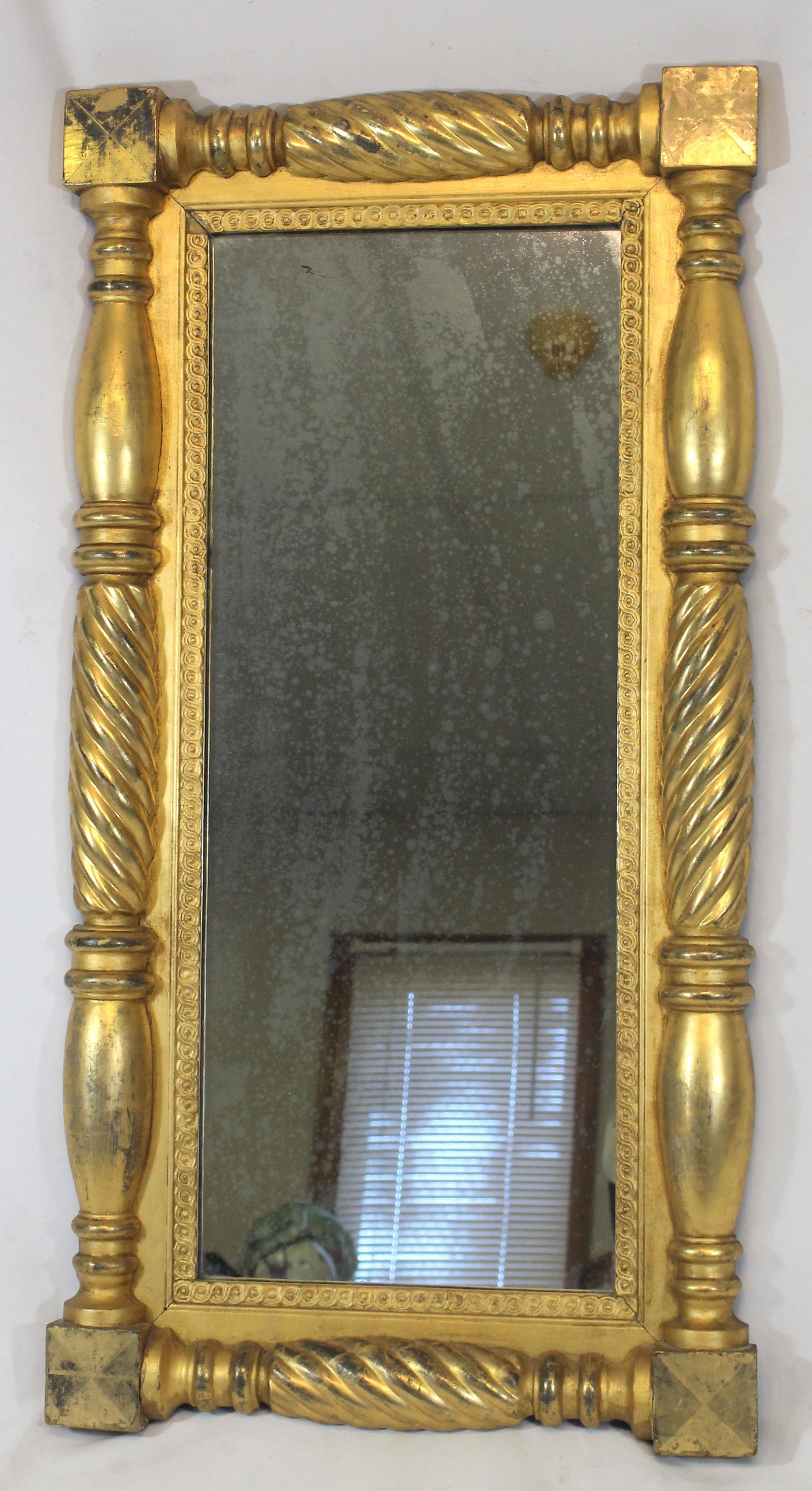 Antique ca 1820 gold leaf mirror - 40 1/2" x 21": Antique ca 1820 gold leaf mirror - 40 1/2" x 21"