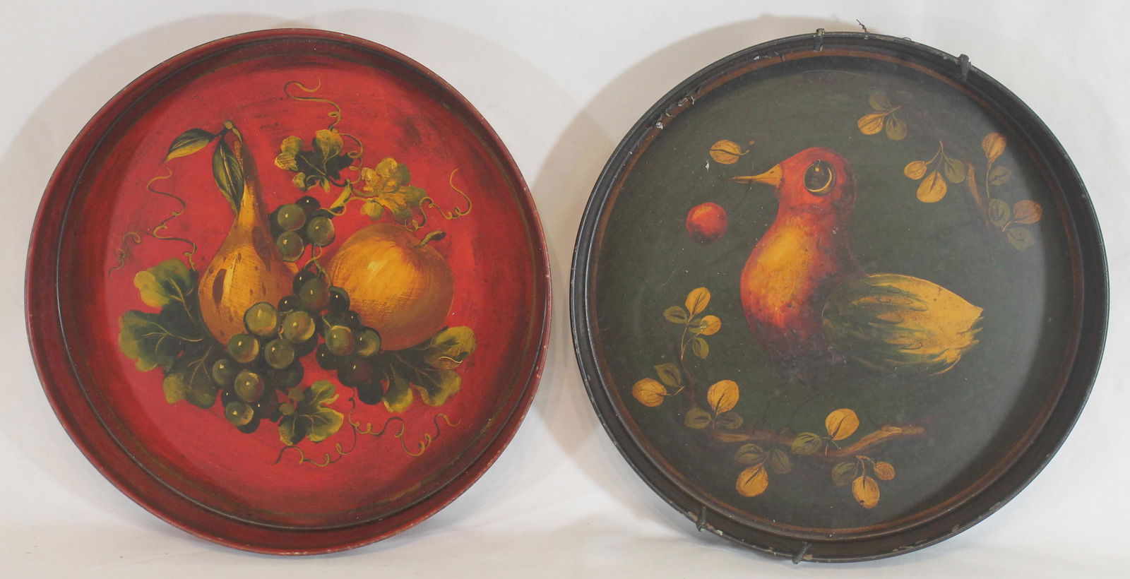 2 Peter Ompir paint dec round trays -1 w fruit dec & 1 (1 of 8)