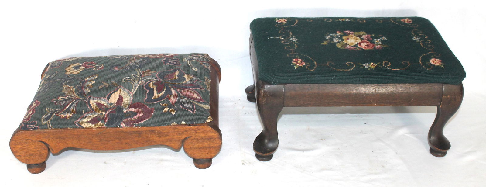 2 footstools w needlepoint & tapestry upholstery - 14 (1 of 3)
