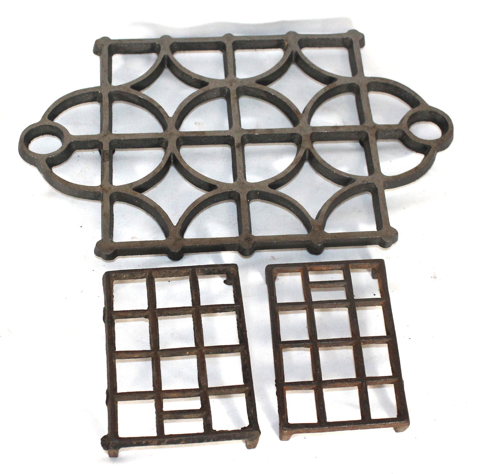 Lot of 3 iron rectangular fireplace trivets - 7"x12" & (1 of 4)