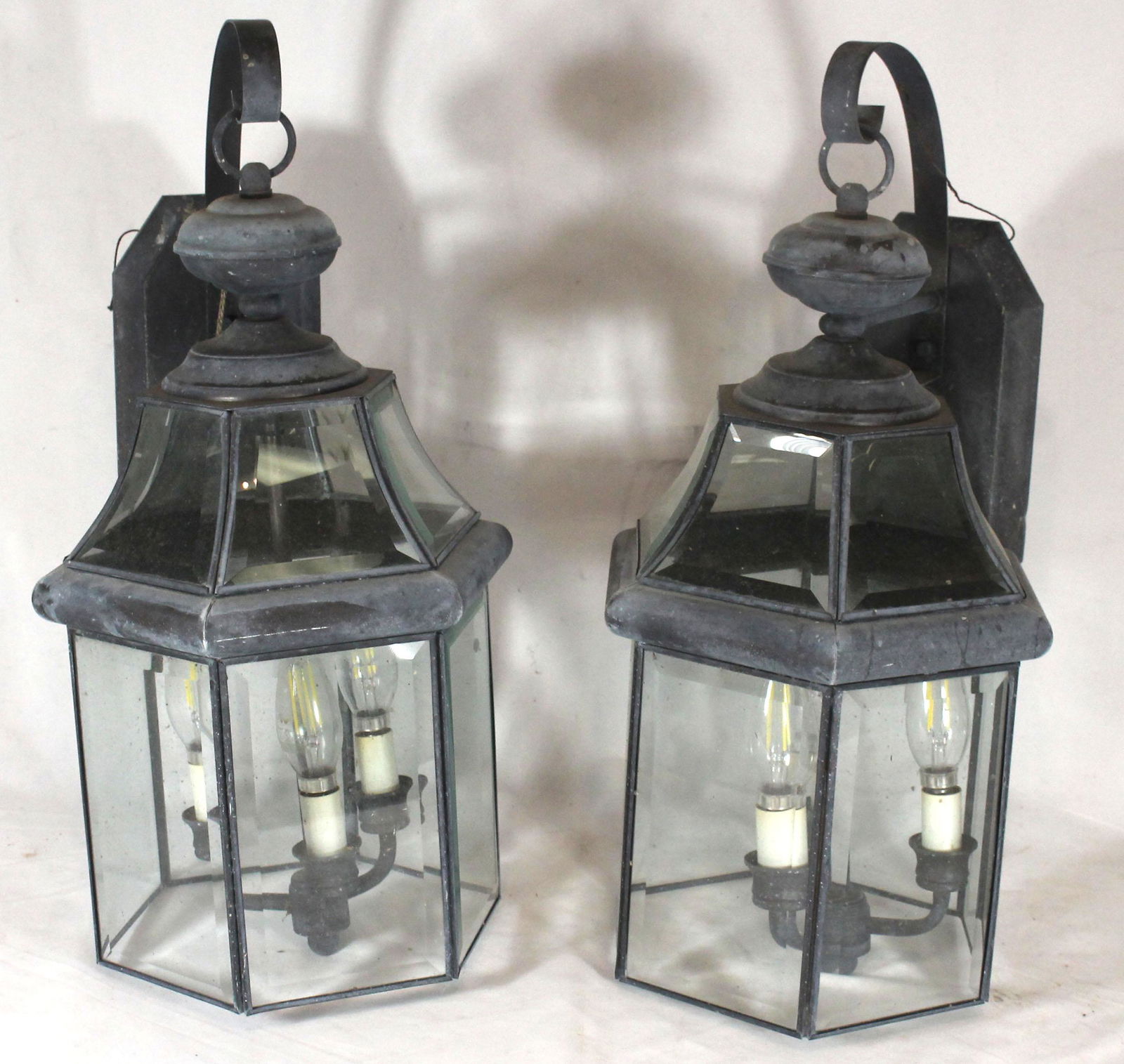 pr of vintage primitive style porch lanterns - approx (1 of 4)