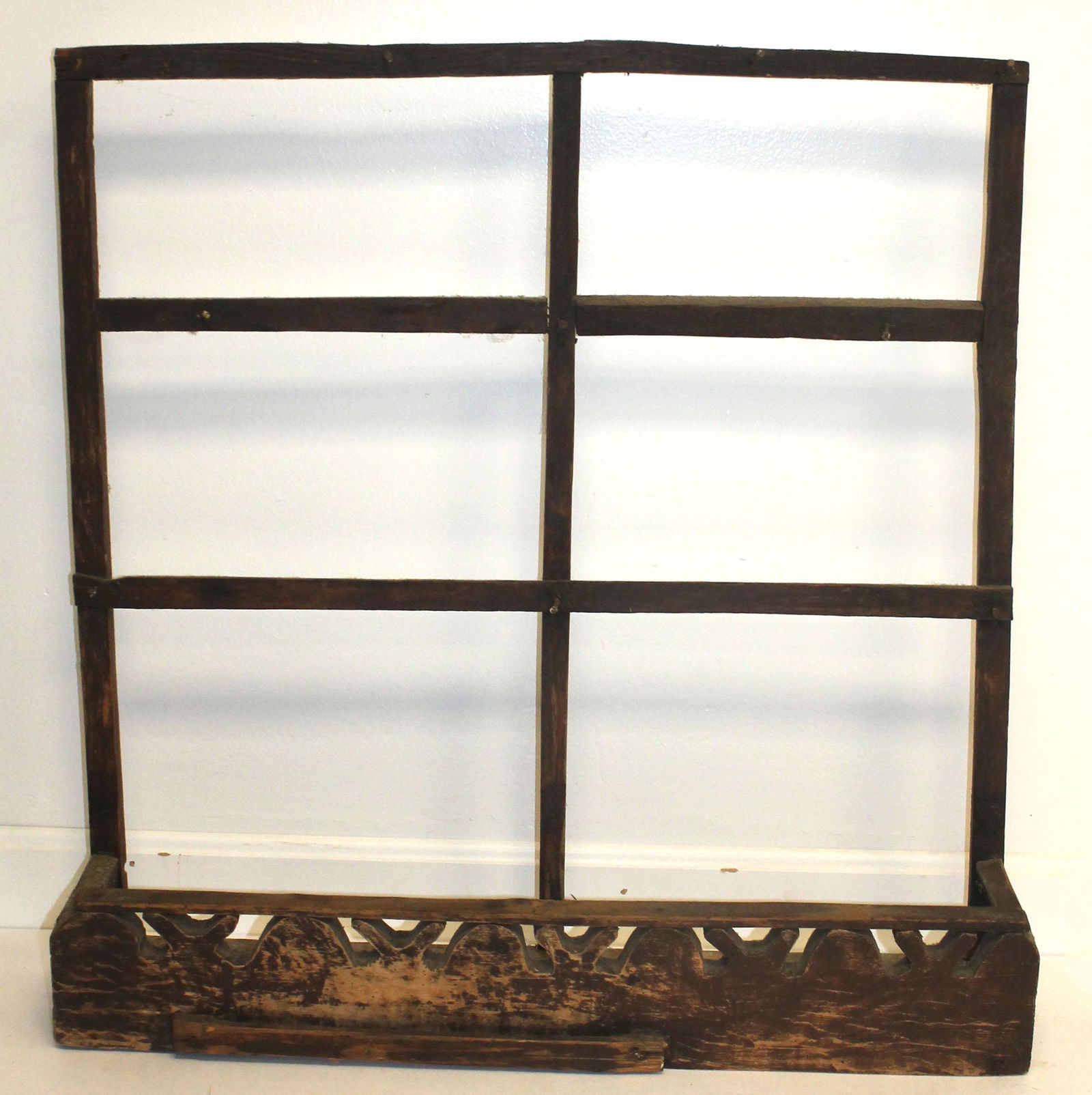 Primitive wall hanging shelf/rack - 29 1/2" x 28 3/4" (1 of 6)
