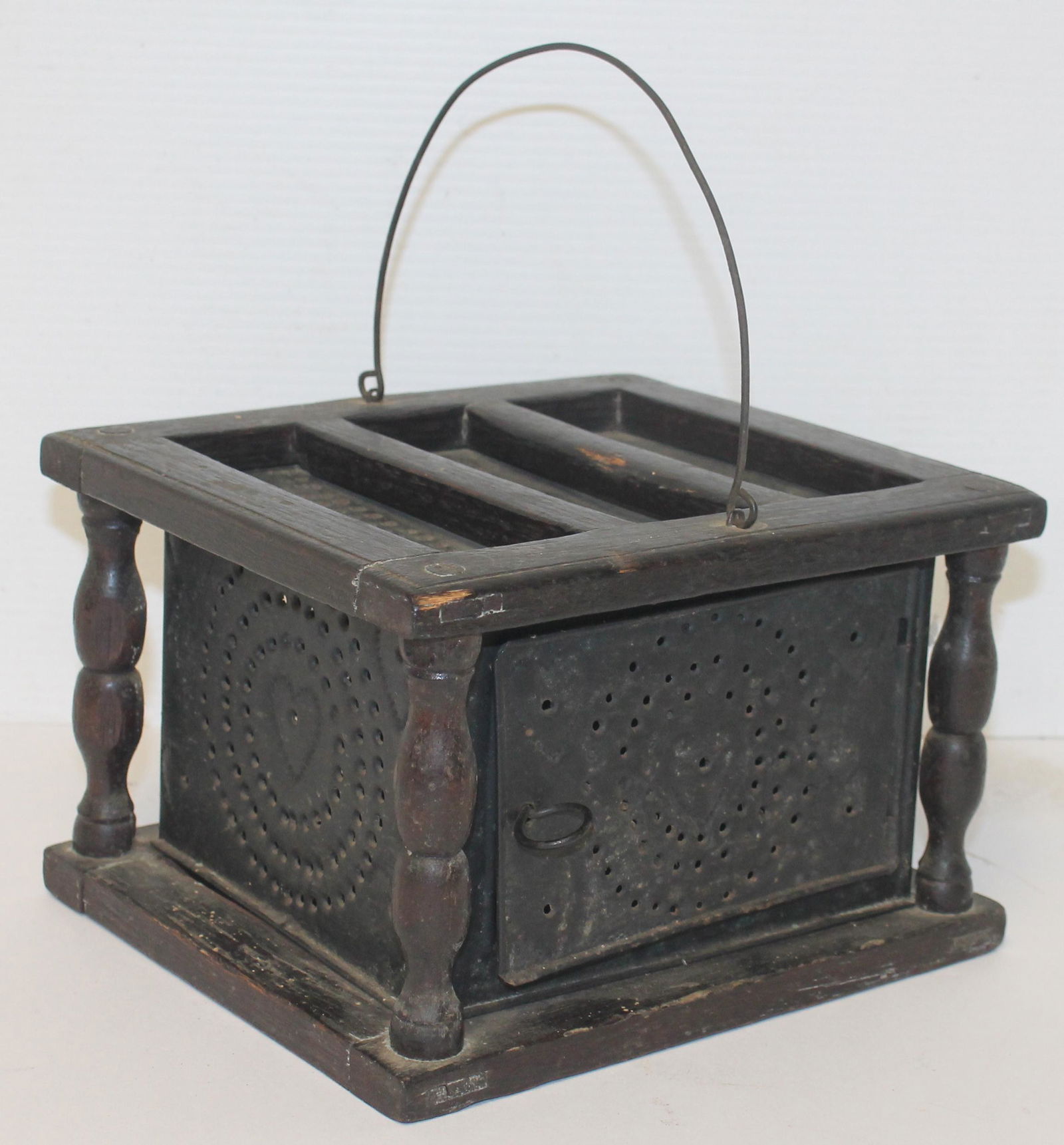 Antique footwarmer w pierced heart cutout dec (1 of 5)