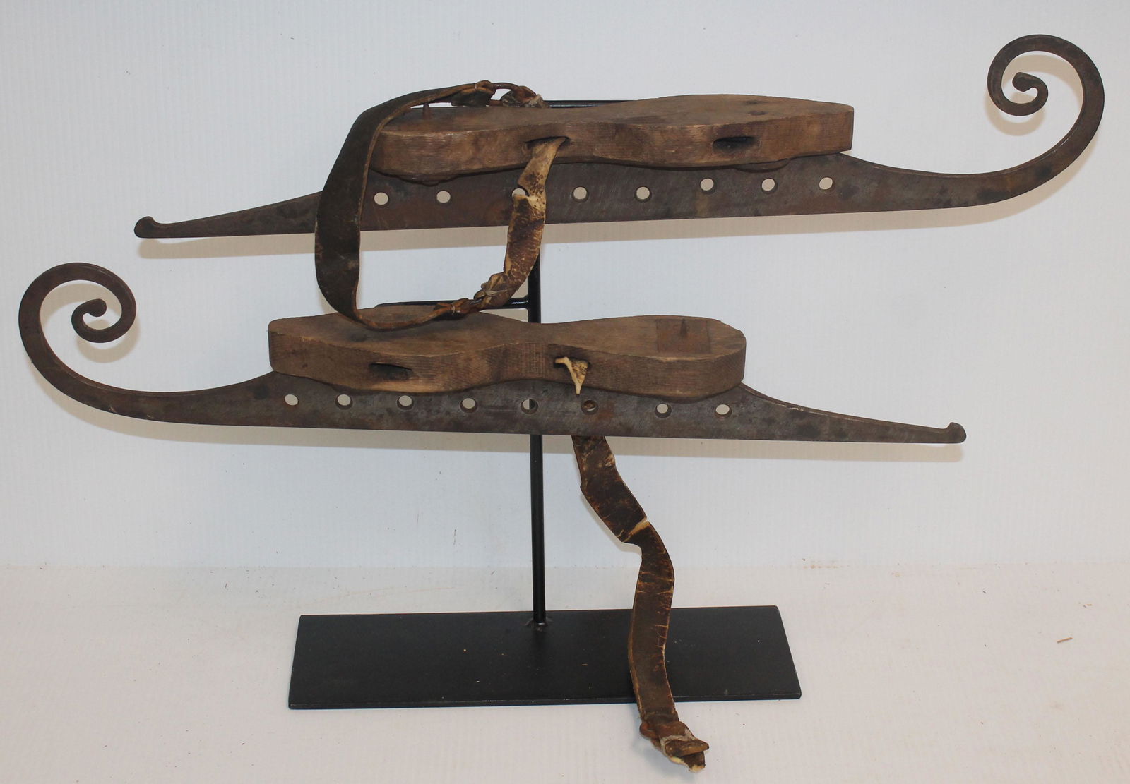 Antique ice skates mounted on stand - 21" long skates (1 of 5)