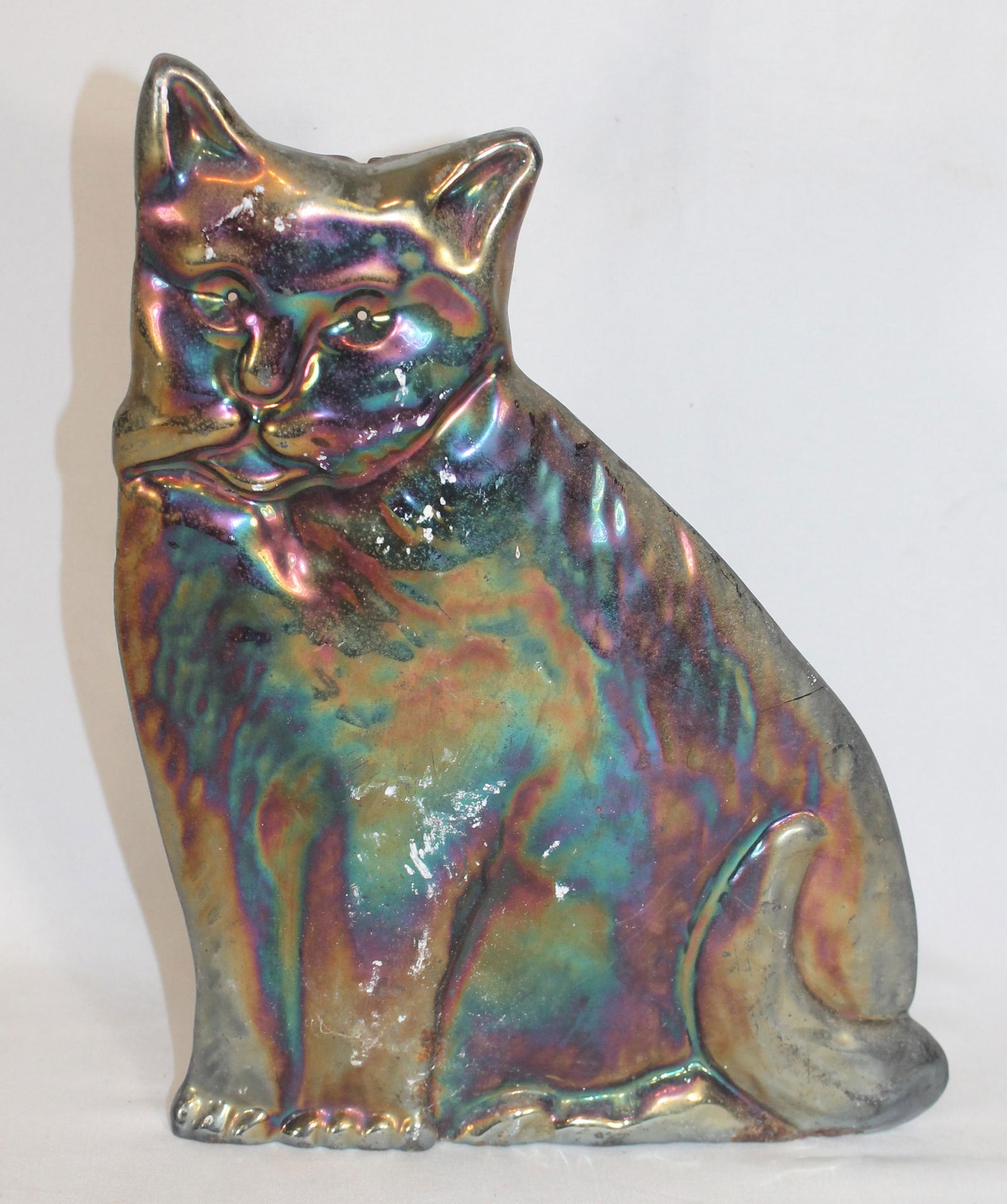 Cat form metal lustre fireplace tool holder - 11 1/2" x (1 of 5)