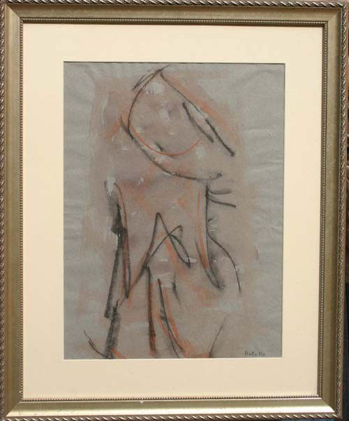 Angel Botello (1913-1986) 15 1/2 x 11 1/2 mixed med: Angel Botello (1913-1986) 15 1/2 x 11 1/2 mixed media abstract portrait of his daughter