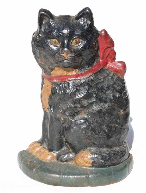 antique cast iron cat doorstop - 8" tall x 5 1/2" w: antique cast iron cat doorstop - 8" tall x 5 1/2" wide
