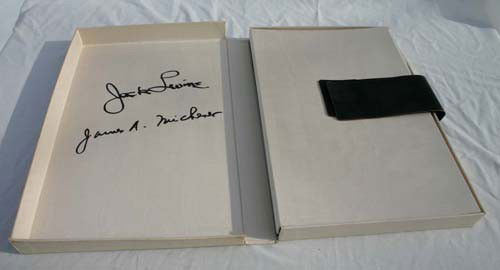 orig boxed portfolio form sketch book w orig litho: orig boxed portfolio form sketch book w orig lithographs & woodcuts by Jack Levine & text by James A Michener titled "Facing East" - copyright 1970 - portfolio #601/2500