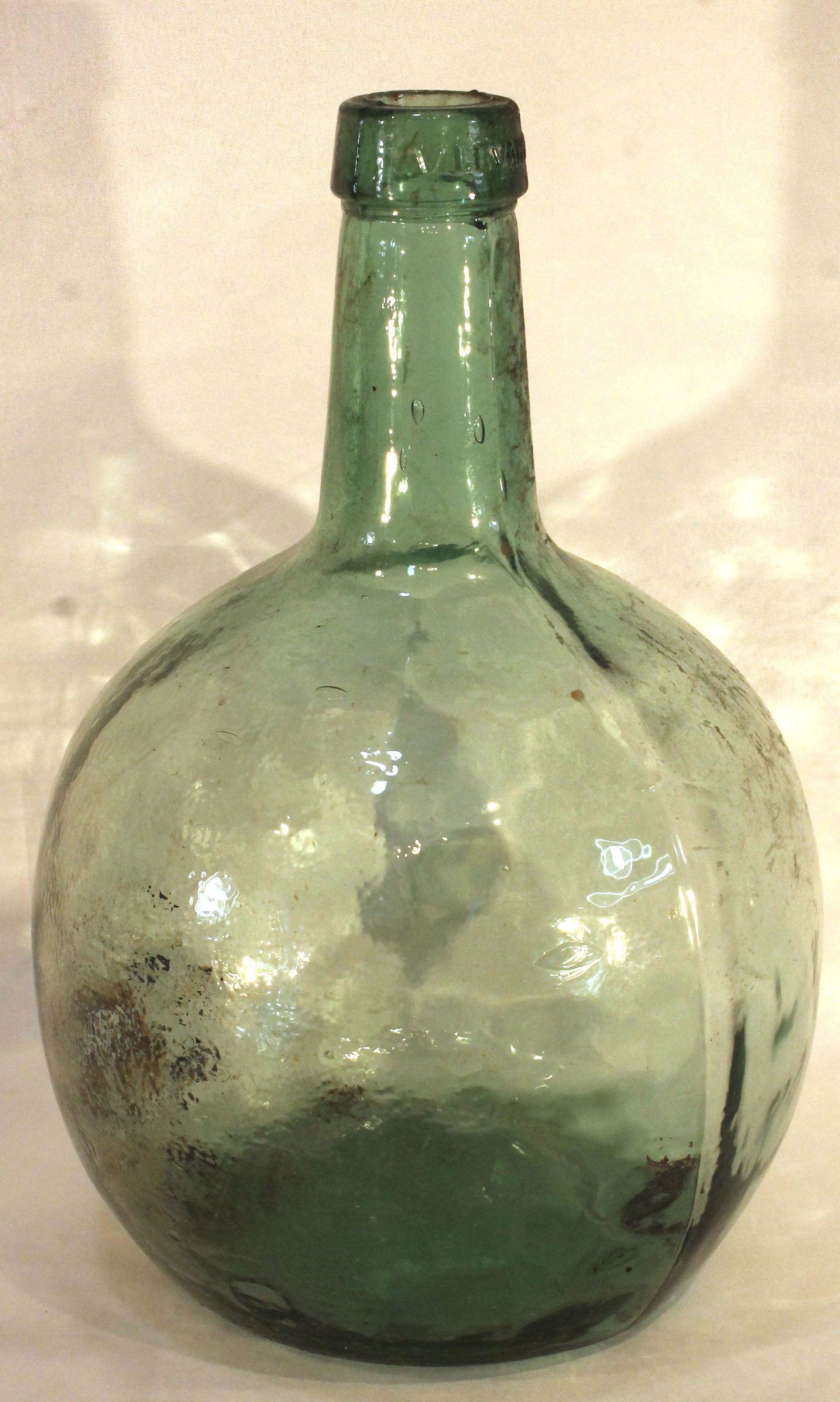 Antique aqua glass demijohn - 12" tall (1 of 7)