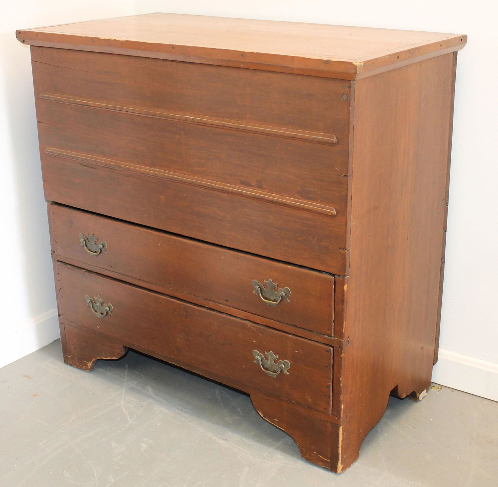 Antique diminutive size 2 drawer blanket chest - 33" tall x 34 1/2" wide x 18 1/4" deep (1 of 7)