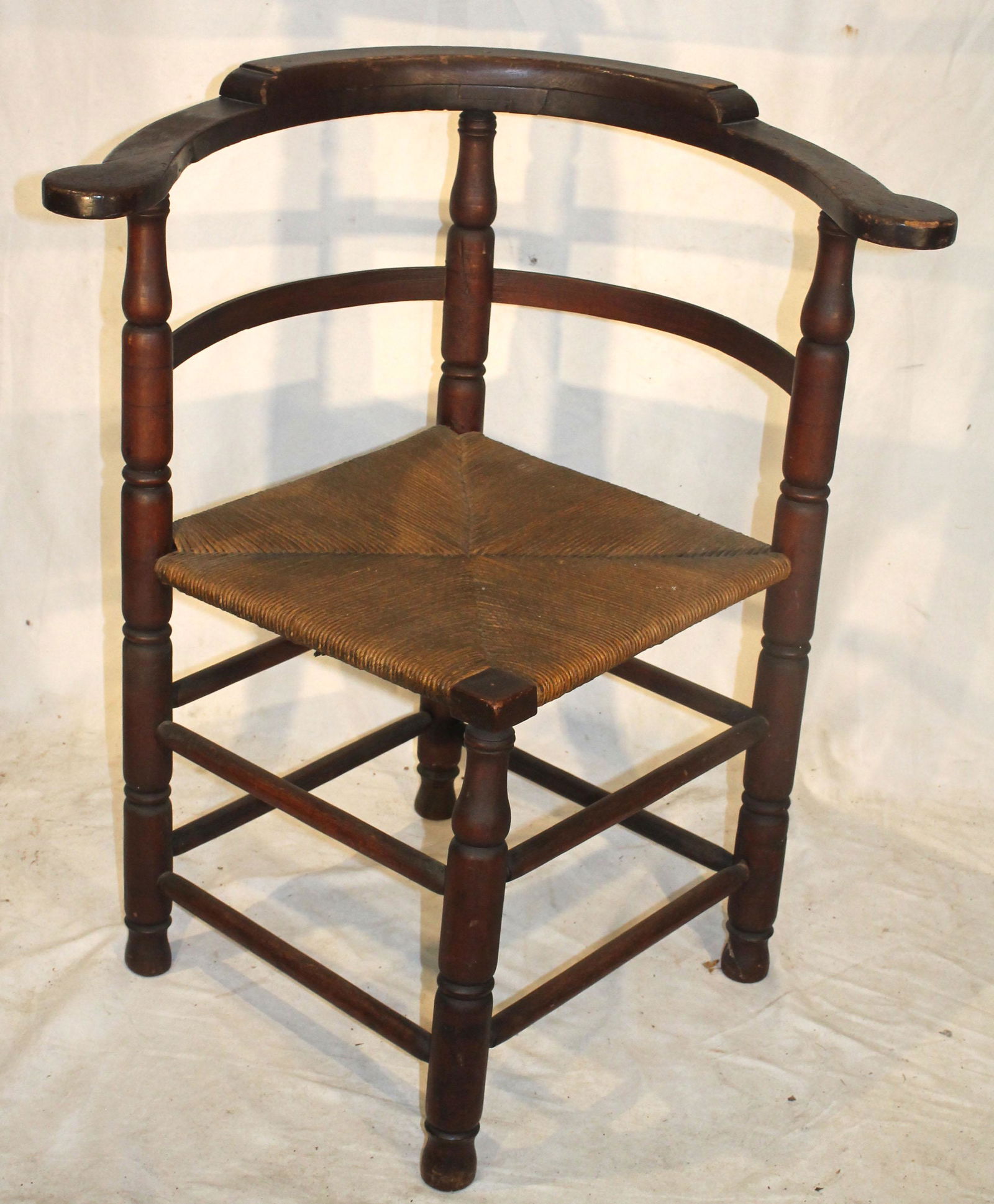 Antique corner chair w rush seat: Antique corner chair w rush seat