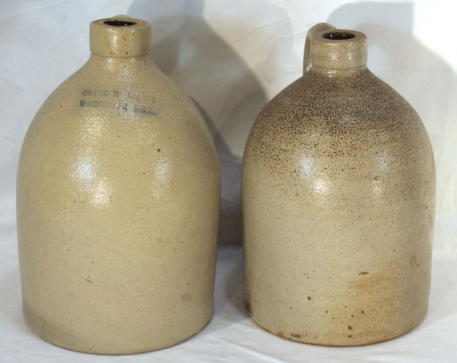 2 Frank B. Norton stoneware jugs - approx 10" & 11" tall (1 of 15)