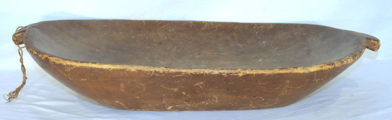 Antique unusual shaped lg wooden trencher - 26"x15 1/4"x 4 1/2" tall (1 of 8)