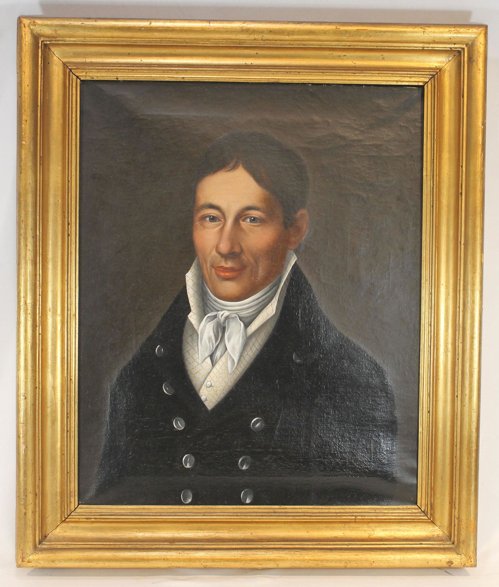 ca 1810 o/c portrait of Captain Mullins Ship Master by C. Delue - overall framed size 29 3/4" x 25 (1 of 7)