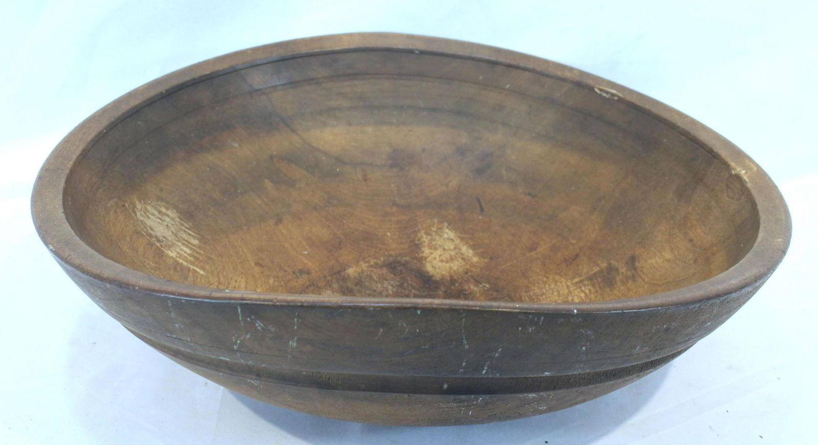 Large early wooden dough bowl - approx 16 1/4" diam (1 of 4)