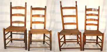 Assembled set of 4 ladderback sidechairs w splint seats - as found (1 of 15)