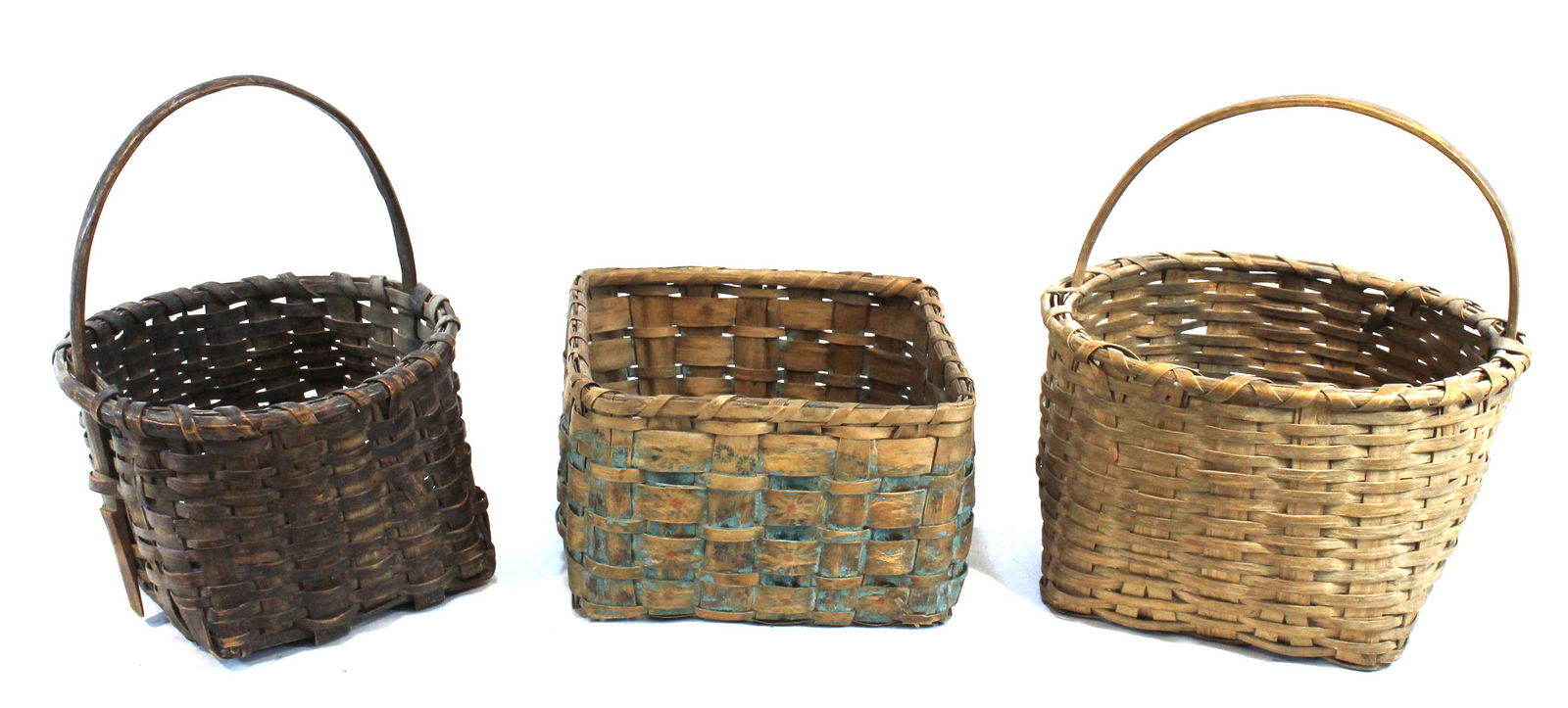 3 baskets incl a Native American potato stamped example w robin's egg blue dec plus 2 fixed handled (1 of 16)