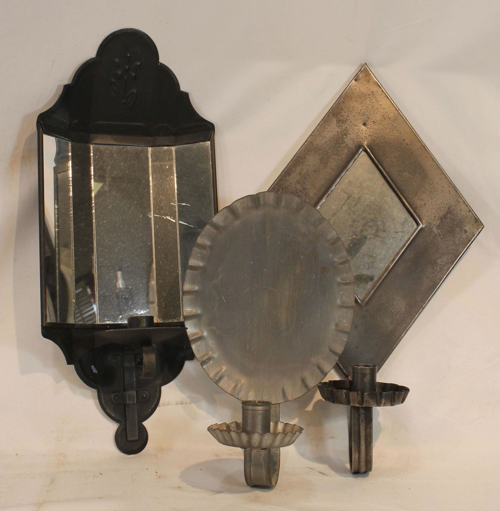 3 contemporary primitive style wall candle sconces incl 2 mirror examples (1 of 9)