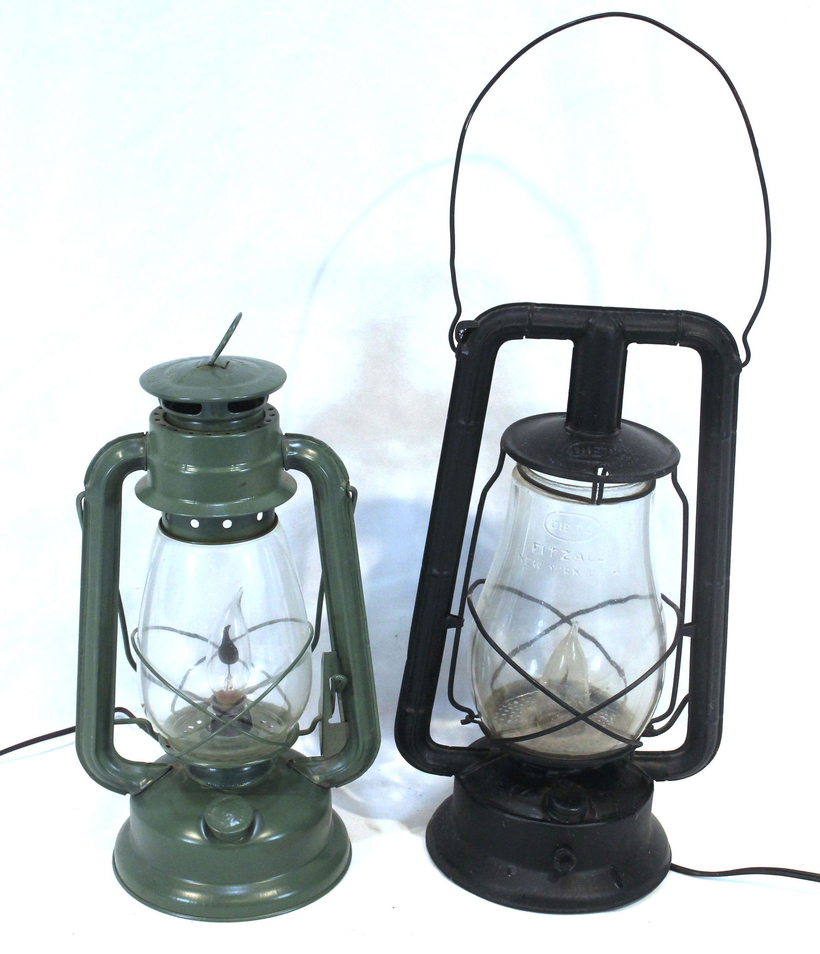 2 contemporary electrified lanterns incl one marked Dietz - 12" & 14" tall (1 of 5)