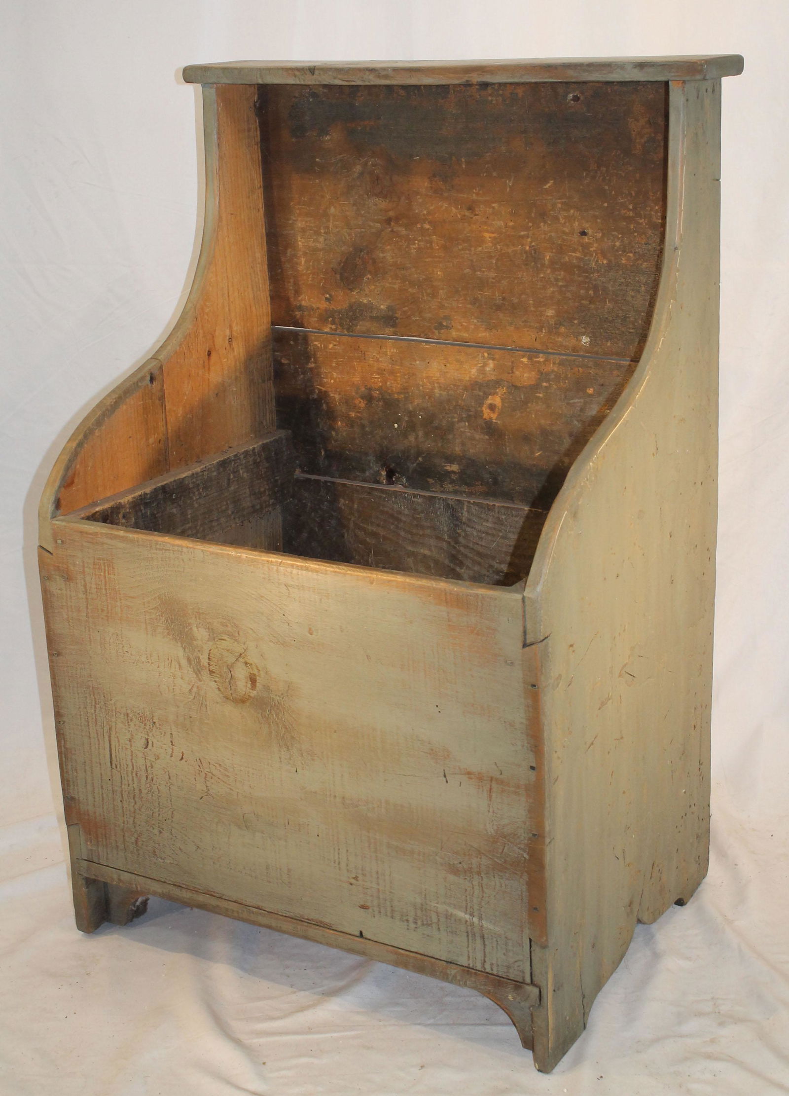 Contemporary antique style wood bin in green paint - 40" tall x 27" wide x18" deep (1 of 4)