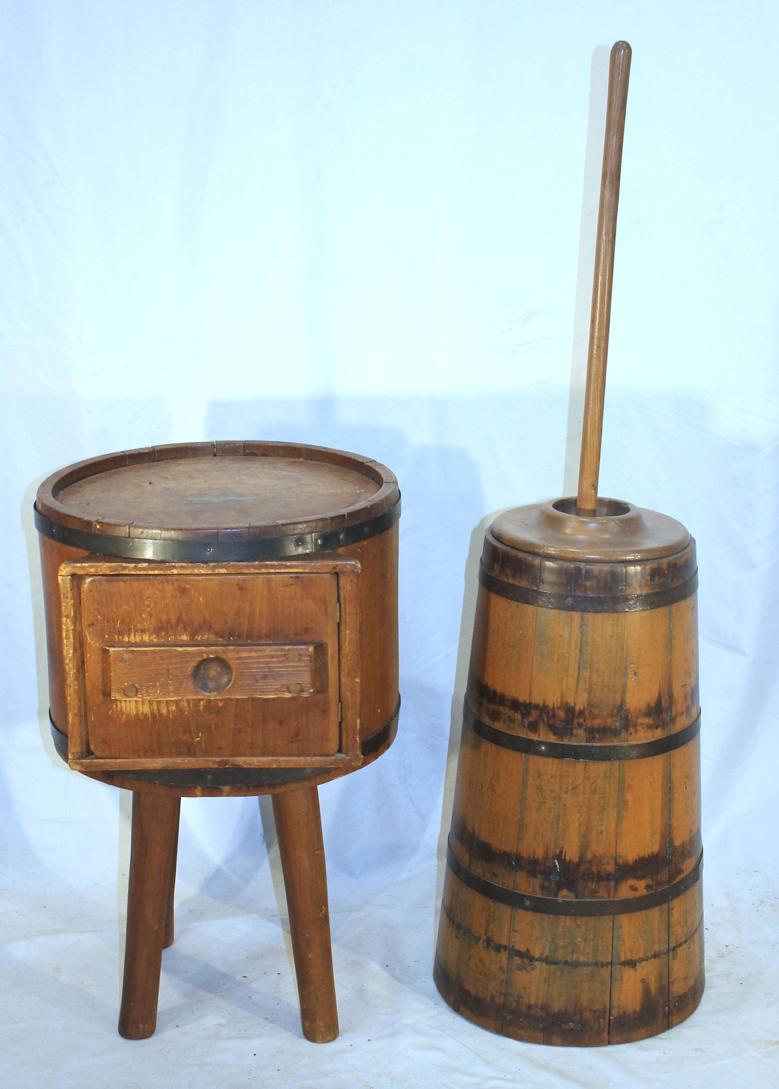 2 Antique style butter churns - 1 made into a table (1 of 8)