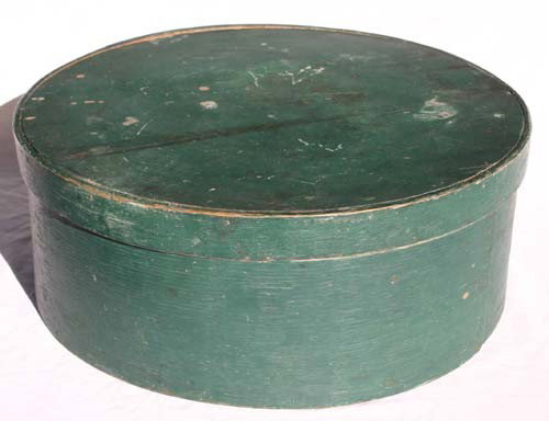 outstanding New England pine & ash ca 1840 pantry : outstanding New England pine & ash ca 1840 pantry box featuring great green paint, fine form & condition - 16 1/2" x 6 1/2" tall