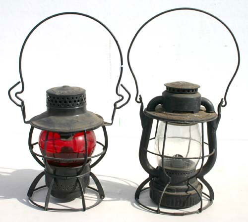 lot of 2 Railroad lanterns - 1 a B&O by Dressel w: lot of 2 Railroad lanterns - 1 a B&O by Dressel w red globe - the other a Boston & Albany by Dietz