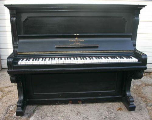 Fine ca 1901 Steinway upright serial #100609 ebony: Fine ca 1901 Steinway upright serial #100609 ebony piano from Longmeadow, MA estate