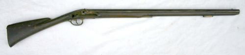 18thC cherry stock New England fowler in wall hang: 18thC cherry stock New England fowler in wall hanging cond missing stock - 47 1/2"