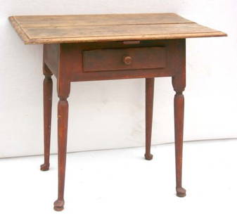 fine form ca 1750 CT maple 1 drawer scrub top tap t: fine form ca 1750 CT maple 1 drawer scrub top tap table in nice old red color - 27" tall - 29 1/2" x 20 1/2" top