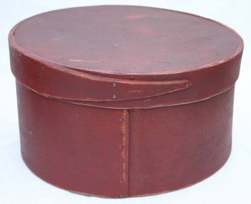 antique 12" round pantry box in red paint: antique 12" round pantry box in red paint