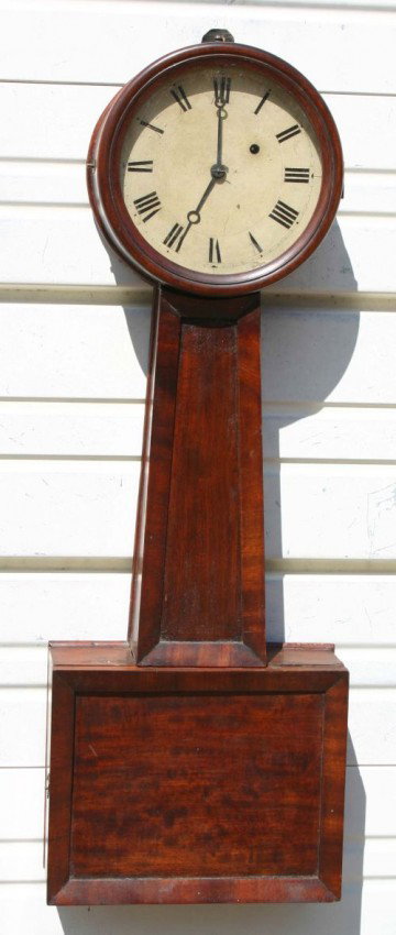 ca 1800-1820 MA mahogany period banjo clock - all o: ca 1800-1820 MA mahogany period banjo clock - all orig